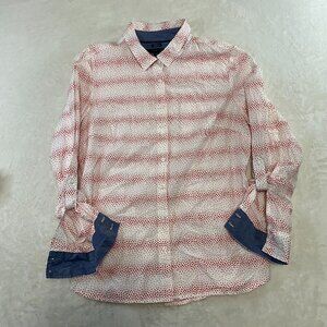 Tommy Hilfiger Women's Size Large Button Up Short Sleeve Classic Fit Polka Dot